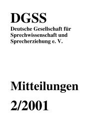 Mitteilungen 2/2001 - Deutsche Gesellschaft für Sprechwissenschaft ...