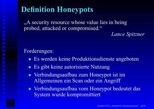 Honeypots - Fachbereich Informatik - Universität Hamburg