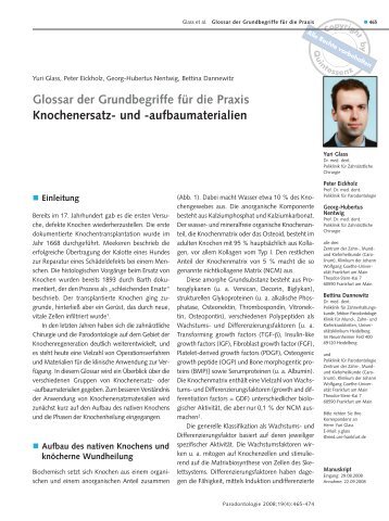 Glossar der Grundbegriffe für die Praxis Knochenersatz