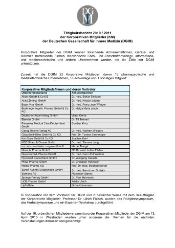 Tätigkeitsbericht 2010 / 2011 der Korporativen Mitglieder (KM) der ...