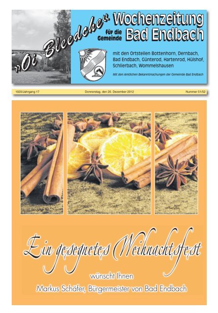 Aktuelle Gemeindewochenzeitung Oi Bleedche Bad Endbach