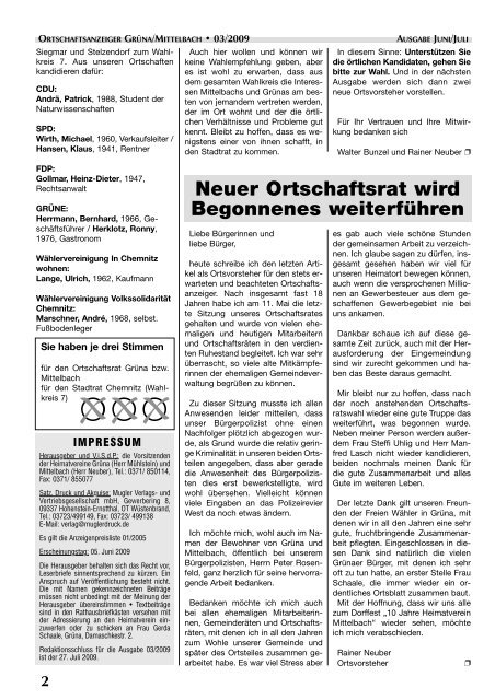 Ortschaftsanzeiger Juni 2009 - Grüna Online