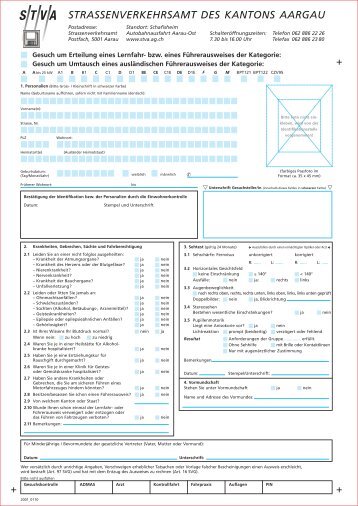 STVA STRASSENVERKEHRSAMT DES KANTONS AARGAU