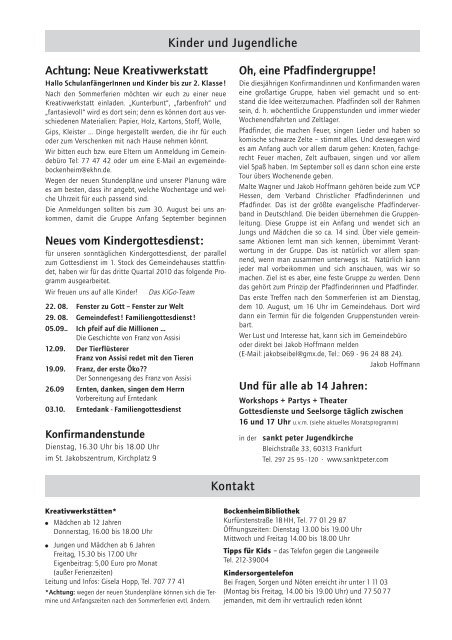 KIRCHPLATZ 7/8/9/2010 - Evangelische Gemeinde Bockenheim