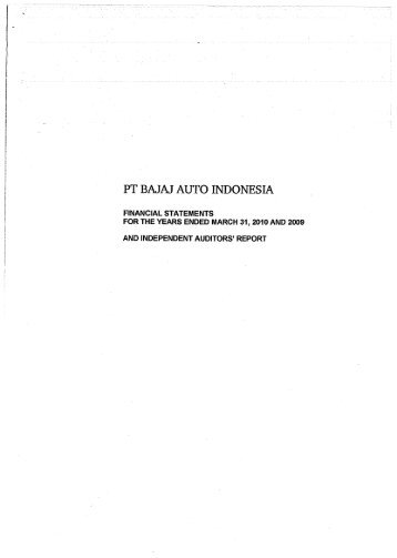 PT Bajaj Auto Indonesia : Financial Statements 2009-10