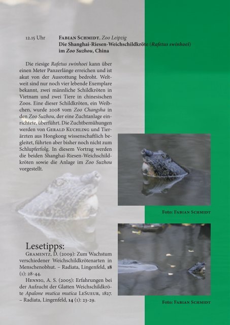 Jahrestagung der DGHT-AG Schildkröten vom 18. bis 20. März 2011 ...