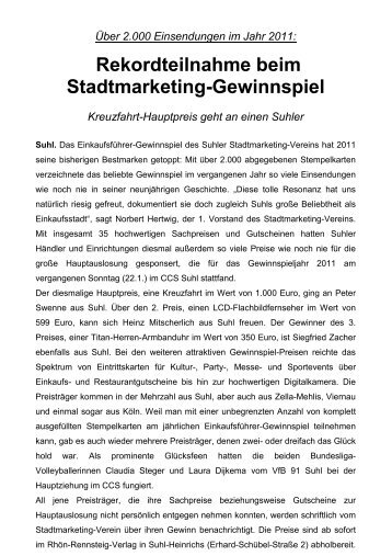 Rekordteilnahme beim Stadtmarketing-Gewinnspiel