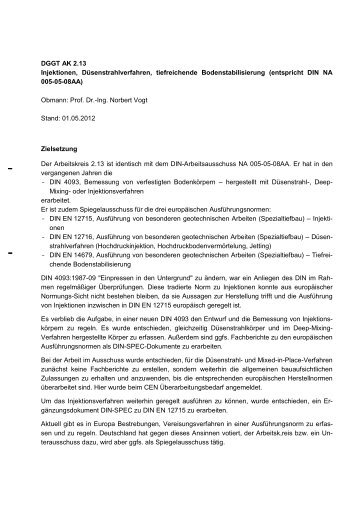 DGGT AK 2.13 Injektionen, Düsenstrahlverfahren, tiefreichende ...