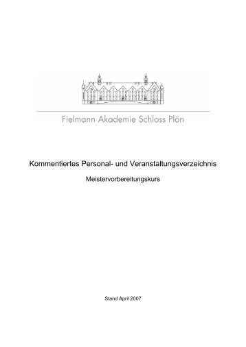 der augenoptischen Fächer - Fielmann Akademie Schloss Plön