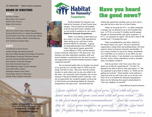 Annual Report 2011 - Habitat for Humanity Susquehanna