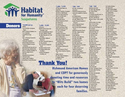 Annual Report 2011 - Habitat for Humanity Susquehanna