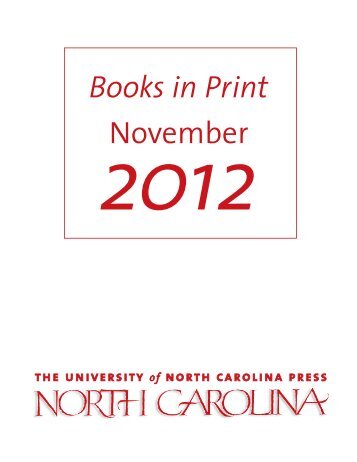 Books in Print November - UNC Press - University of North Carolina ...