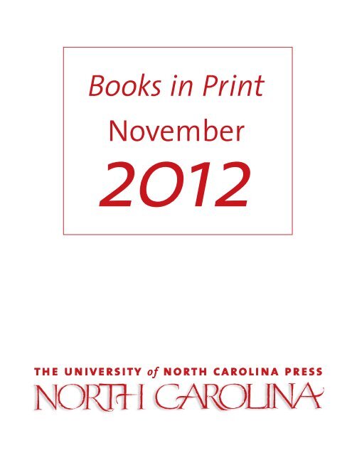 Books in Print November - UNC Press pic