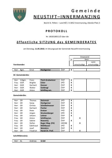 PROTOKOLL - Neustift-Innermanzing