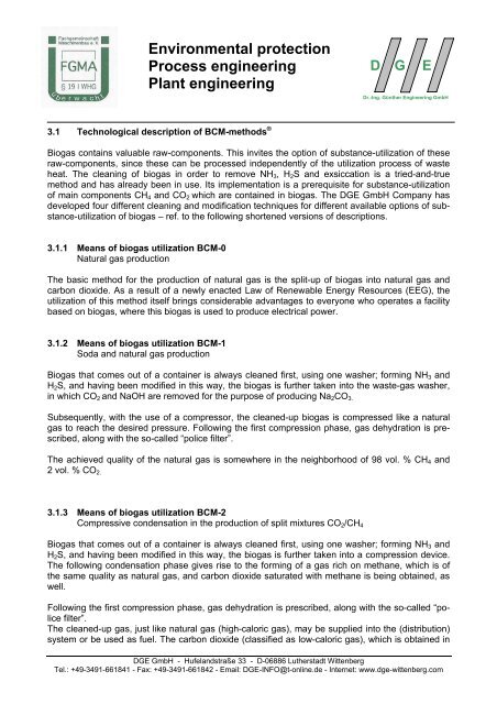 Environmental protection Process engineering Plant ... - DGE GmbH