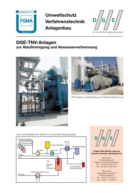 Umweltschutz Verfahrenstechnik Anlagenbau DGE ... - DGE GmbH