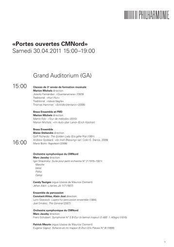 «Portes ouvertes CMNord» Samedi 30.04.2011 15:00–19:00 Grand ...