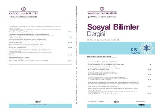 From the Editor... - Anadolu Üniversitesi Sosyal Bilimler Dergisi