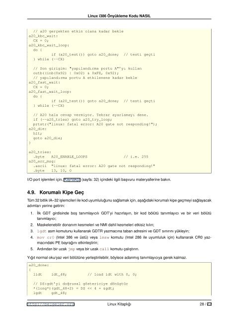 Linux i386 Önyükleme Kodu NASIL