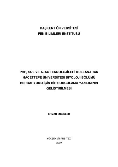 php, sql ve ajax teknolojileri kullanarak hacettepe üniversitesi