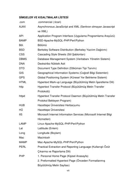 php, sql ve ajax teknolojileri kullanarak hacettepe üniversitesi