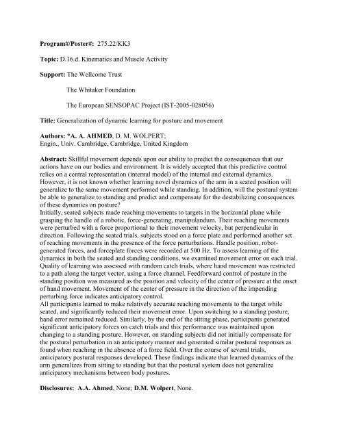 [Abstract Title]. - Society for Neuroscience