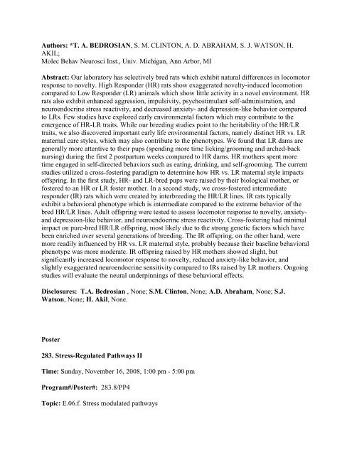 [Abstract Title]. - Society for Neuroscience