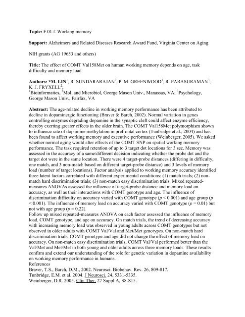 [Abstract Title]. - Society for Neuroscience