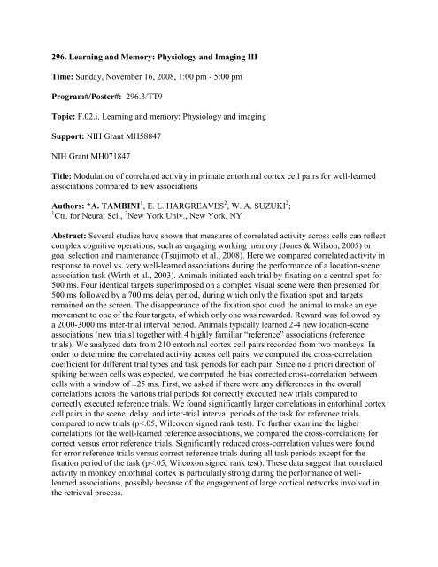 [Abstract Title]. - Society for Neuroscience