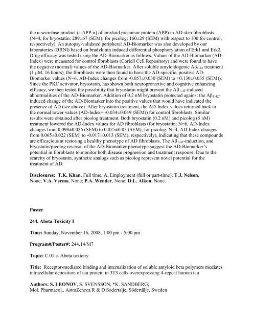 [Abstract Title]. - Society for Neuroscience