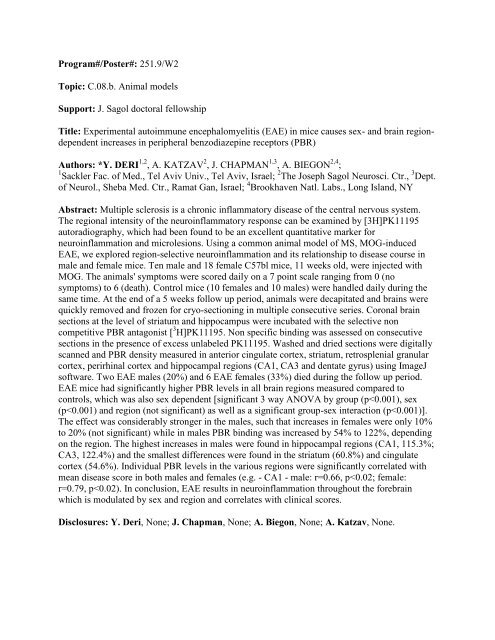 [Abstract Title]. - Society for Neuroscience