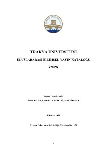 arda meslek yüksekokulu uluslararası bilimsel yayınlar (2009)