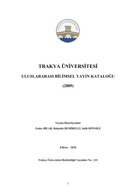 arda meslek yüksekokulu uluslararası bilimsel yayınlar (2009)