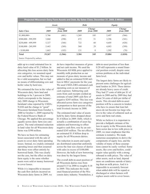 Status of Wisconsin Agriculture 2010 - Agricultural & Applied ...