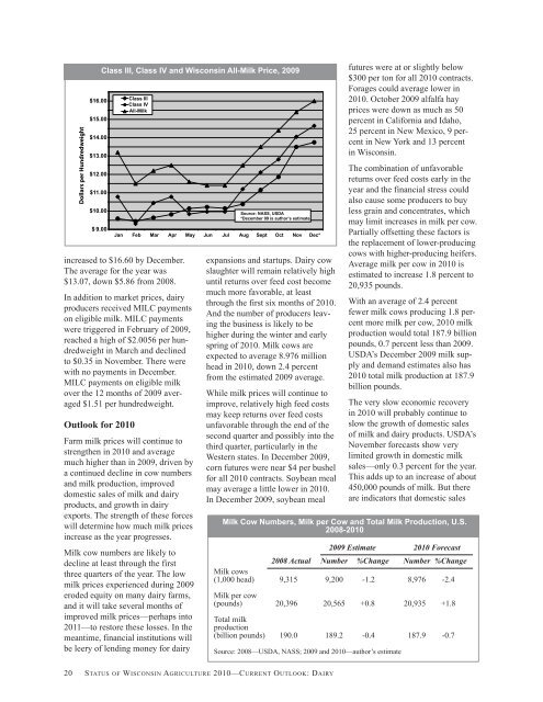 Status of Wisconsin Agriculture 2010 - Agricultural & Applied ...