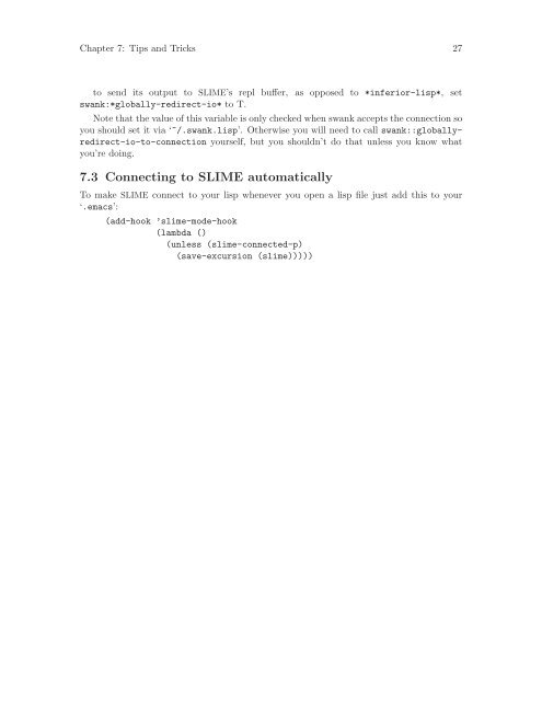 SLIME User Manual version 3.0-alpha - Common Lisp