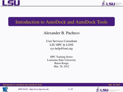 Introduction to AutoDock and AutoDock Tools - Center for ...