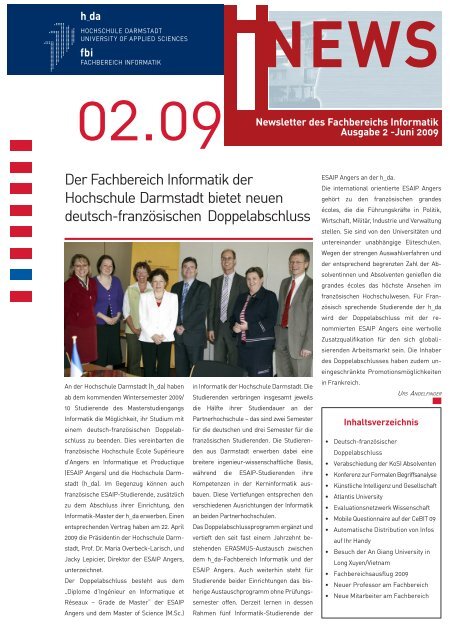 Der Fachbereich Informatik der Hochschule Darmstadt bietet neuen ...