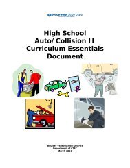 High School Auto/Collision II Curriculum Essentials Document