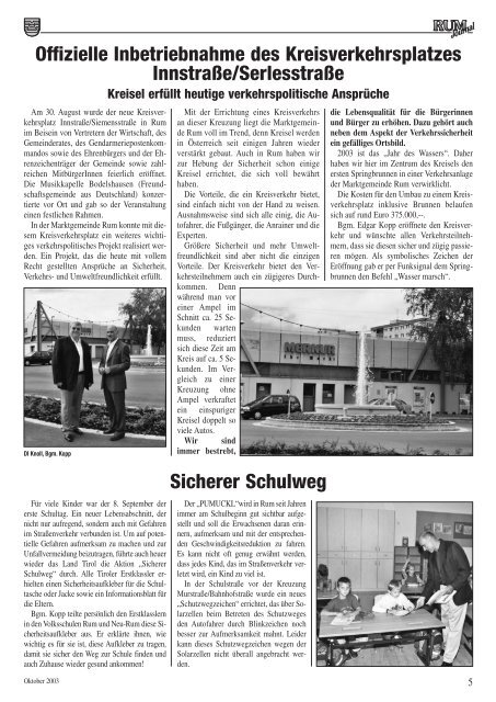 13465 Rum-Journal 8/03 - Marktgemeinde Rum - Land Tirol