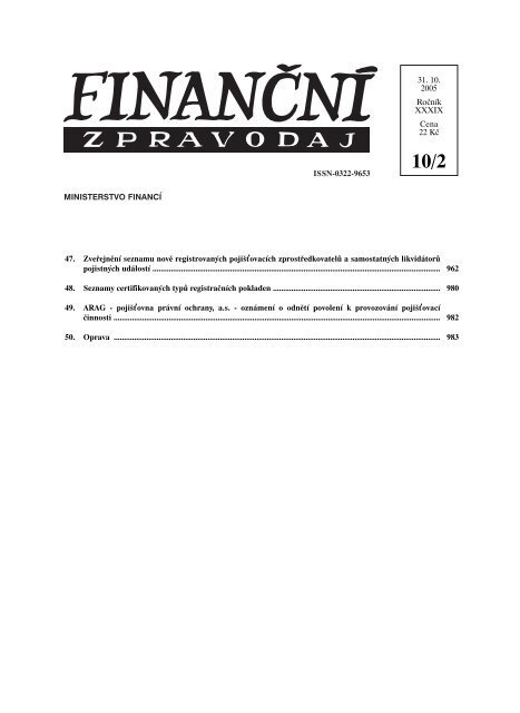 Finanční zpravodaj č. 10/2005 část 2 - Ministerstvo financí