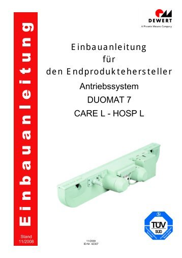 Einbauanleitung für den Endproduktehersteller ... - dewert