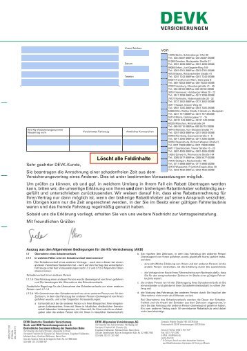 SFR-Übertragung (pdf, 183 KB) - DEVK Versicherungen