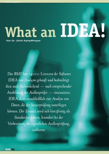 Das BMF hat 14.000 Lizenzen der Software IDEA von Audicon ...