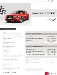 Audi A4 2.0 TFSI® Price List and Technical