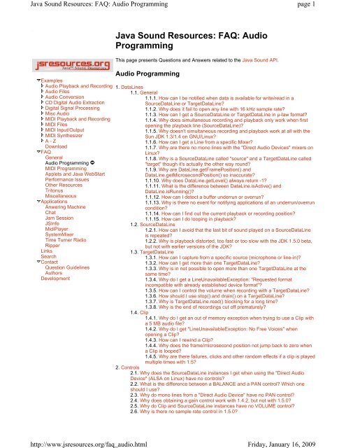 Java Sound Resources: FAQ: Audio Programming