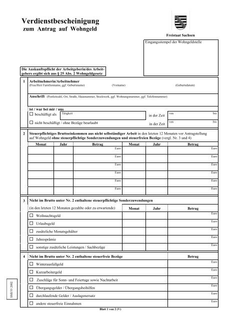 Verdienstbescheinigung wohngeld sachsen