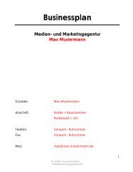 Businessplan Medien- und Marketingagentur Max Mustermann
