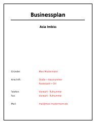 Businessplan Asia Imbiss - Dr. Müller Treuhand GmbH