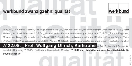 werkbund zwanzigzehn: qualität - Deutscher Werkbund